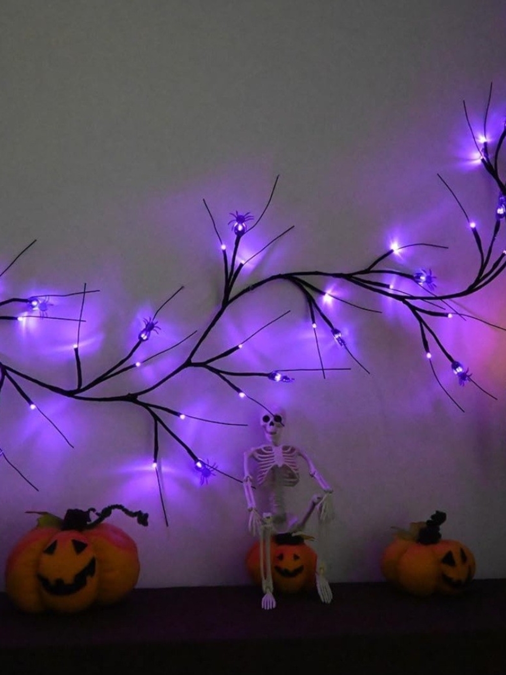 Purple Halloween Willow Branch String Lights - LED w/remote7 control - Unbranded